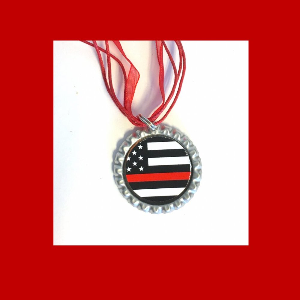Firefighters Red Line Handmade Necklace